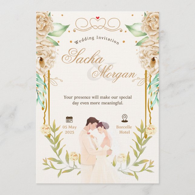 Invitación Elegant Wedding Invitation | Modern Romantic  (Anverso)