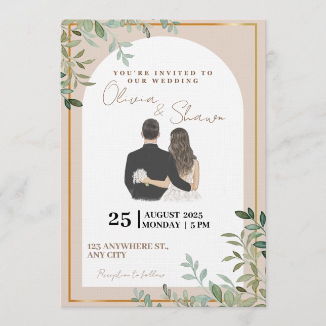 Invitación Elegant Wedding Invitation | Modern Romantic  (Anverso)