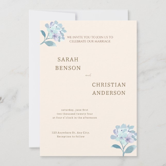 Invitación Elegant Wedding Invitation with Floral Design (Anverso)