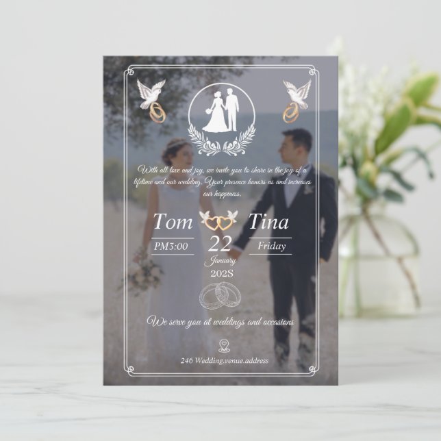 Invitación Elegant wedding invitation with new design (Anverso de pie)