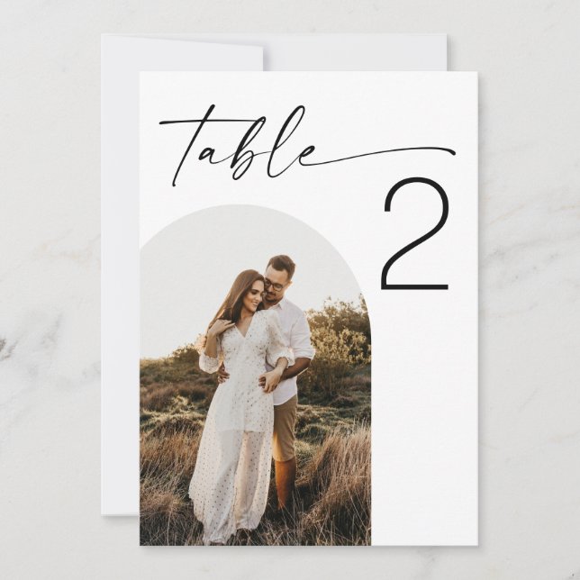 Invitación Elegant Wedding | Minimalist Photo Table Number (Anverso)