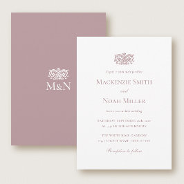 Invitación Elegant Wedding Monogram Invitation Ornate Pink
