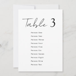 Invitación Elegant Wedding Table Number Script Seating Chart