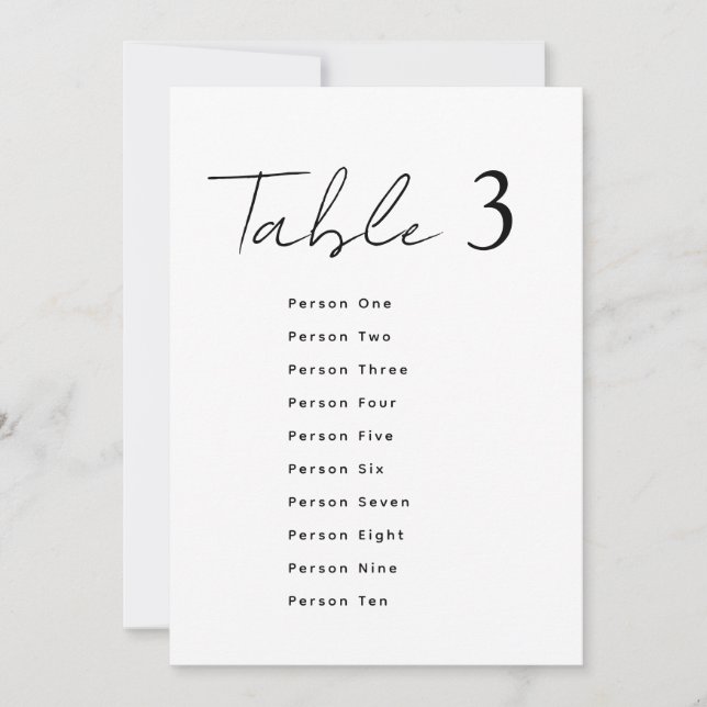 Invitación Elegant Wedding Table Number Script Seating Chart (Anverso)