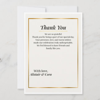 Invitación Elegant Wedding Thank You Card | Minimal Classic 