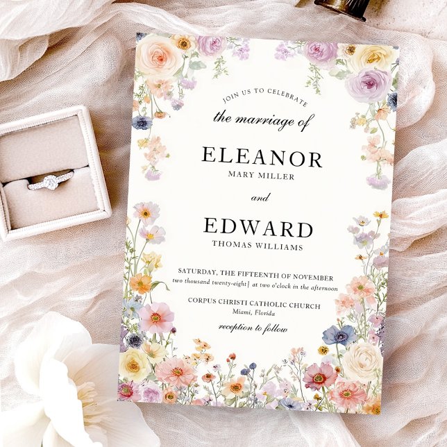 Invitación Elegant Wedding Wildflowers Meadow (Subido por el creador)