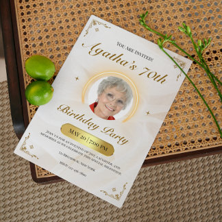 Invitación Elegant White And Gold Classic Birthday Party