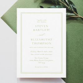 Invitación Elegant White and Green Wedding