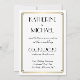 Invitación Elegant White Art Deco Wedding Invitations