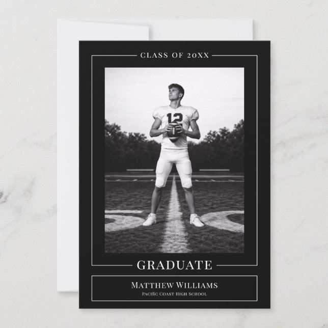 Invitación Elegant White & Black Graduate Announcement (Anverso)