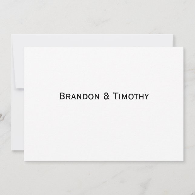 Invitación Elegant White Gay Wedding RSVP Card (Reverso)