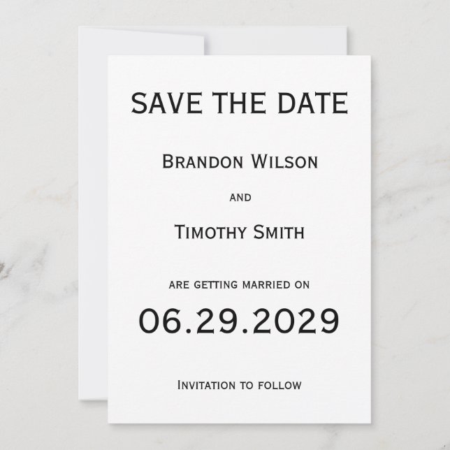 Invitación Elegant White Gay Wedding Save The Date Card (Reverso)