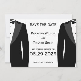 Invitación Elegant White Gay Wedding Save The Date Cards