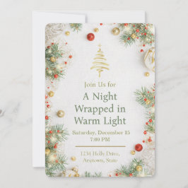 Invitación Elegant White & Gold Christmas Party Invitation