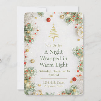 Invitación Elegant White & Gold Christmas Party Invitation