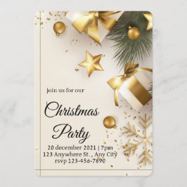 Invitación Elegant White & Gold Christmas Party Invitation