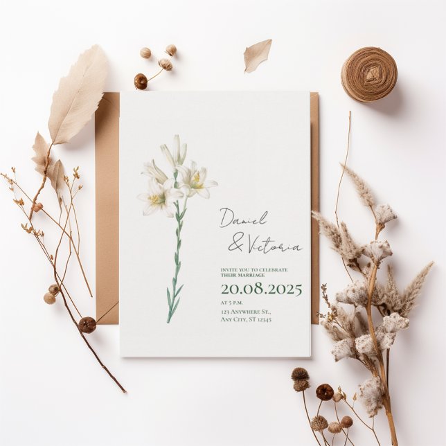 Invitación Elegant White Lily Wedding Invitation (Subido por el creador)