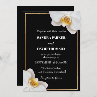 Invitación elegant white orchid blooms wedding