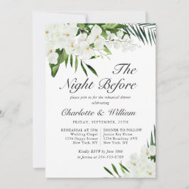 Invitación Elegant White Orchids Bohemian REHEARSAL DINNER