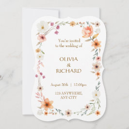 Invitación Elegant White & Peach  Floral Wedding invitations
