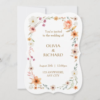 Invitación Elegant White & Peach Floral Wedding invitations