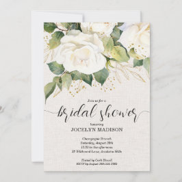 Invitación Elegant White Roses Bridal Shower