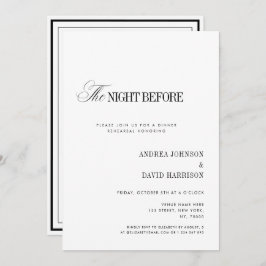 Invitación Elegant White The Night Before Rehearsal Dinner
