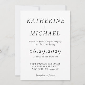 Invitación Elegant White Timeless Wedding Invitations