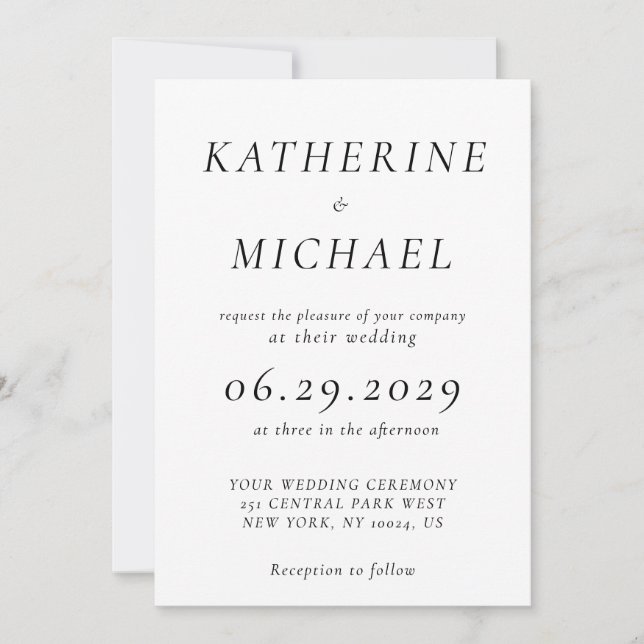 Invitación Elegant White Timeless Wedding Invitations (Anverso)