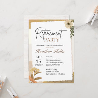 Invitación Elegant Wild Floral Retirement Party Arch Photo