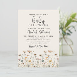 Invitación Elegant Wildflower Baby Shower