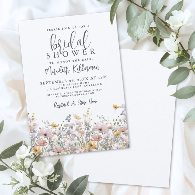 Invitación Elegant Wildflower Bridal Shower (Elegant Wildflower Bridal Shower Invitation)