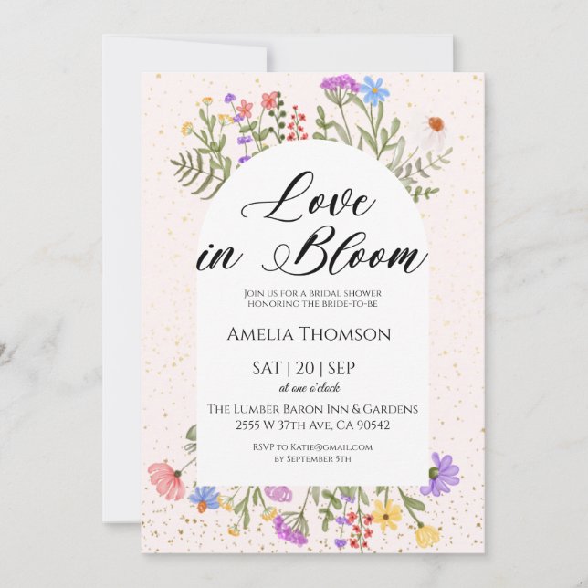 Invitación  Elegant Wildflower Bridal Shower Invitation (Anverso)