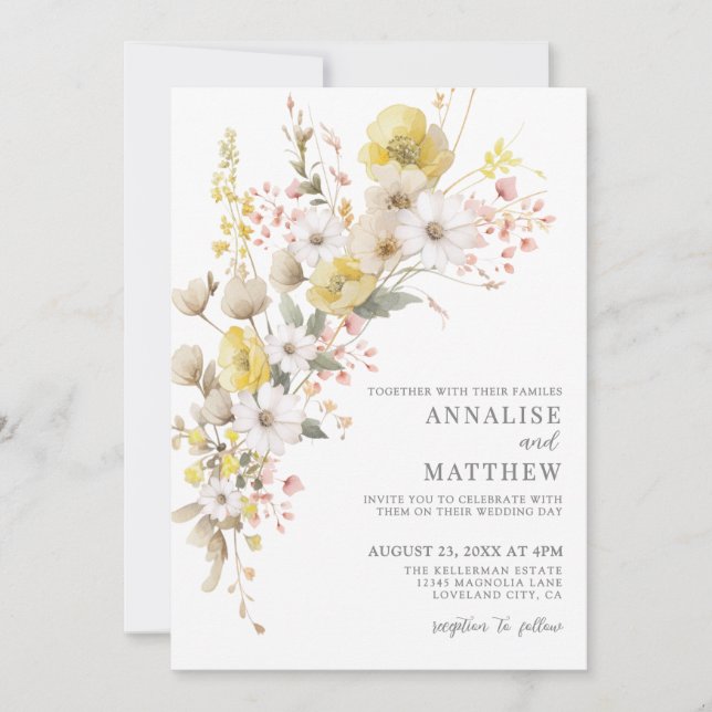 Invitación Elegant Wildflower Colorful Floral Wedding (Anverso)