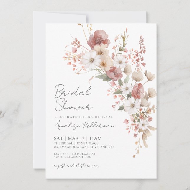 Invitación Elegant Wildflower Floral Bridal Shower (Anverso)