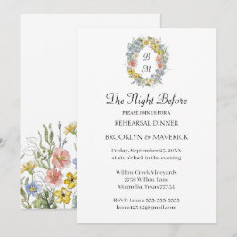 Invitación Elegant Wildflower Floral Monogram Crest Wedding