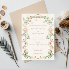 Invitación Elegant Wildflower Garden Floral Wreath