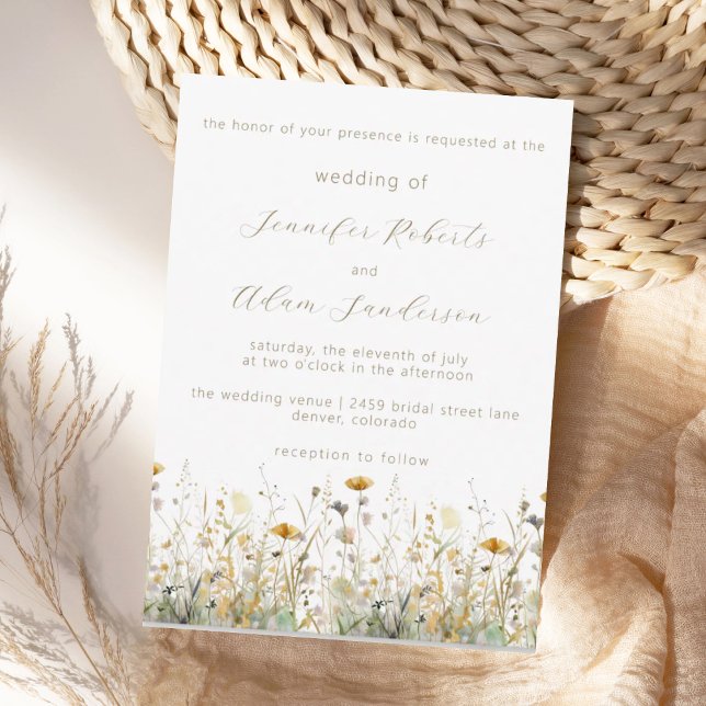 Invitación Elegant Wildflower Meadow Neutral Wedding (Subido por el creador)