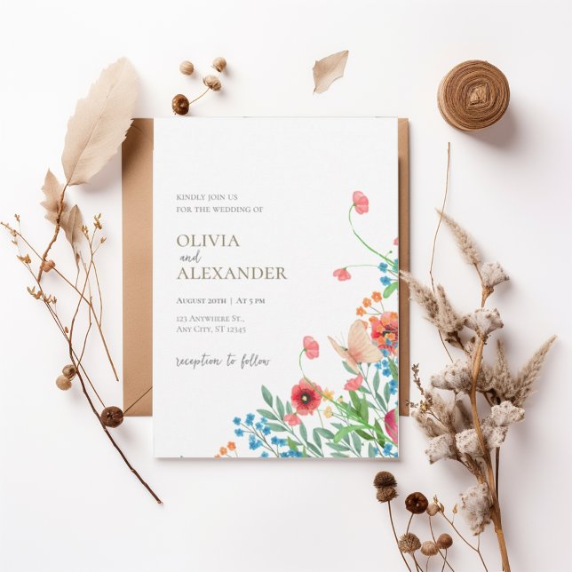 Invitación Elegant Wildflower Meadow Wedding Invitation (Subido por el creador)