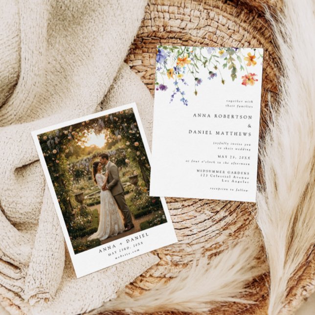 Invitación Elegant Wildflower Photo Wedding Invitation (Subido por el creador)