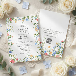 Invitación Elegant Wildflower Summer QR Code RSVP Wedding
