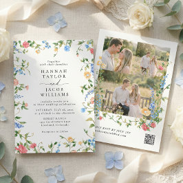 Invitación Elegant Wildflower Three Photo RSVP Wedding