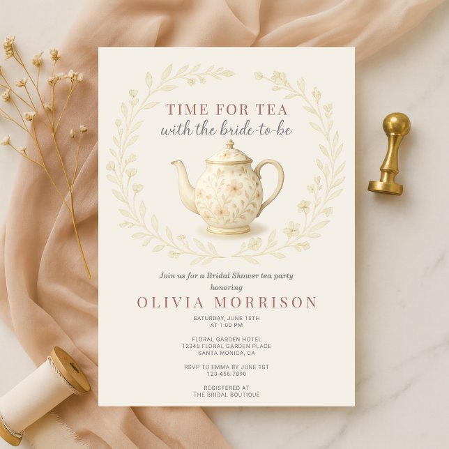 Invitación Elegant Wildflower Time for Tea Bridal Shower (Subido por el creador)