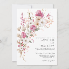 Invitación Elegant Wildflower Watercolor Floral Wedding