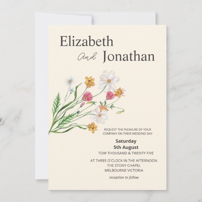 Invitación Elegant Wildflower Wedding Invite  (Anverso)