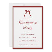 Elegant Wine Red Coquette Bow Graduation Party