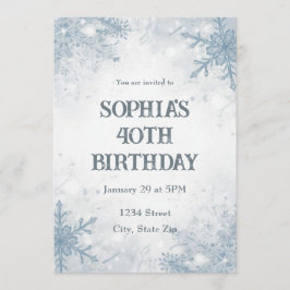 Invitación Elegant Winter 40th Birthday Invitation – Frosted