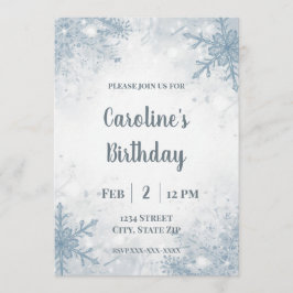 Invitación Elegant Winter Birthday Invitation – Snowflakes