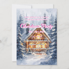 Invitación Elegant Winter Cabin Christmas Party Invitation