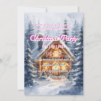 Invitación Elegant Winter Cabin Christmas Party Invitation